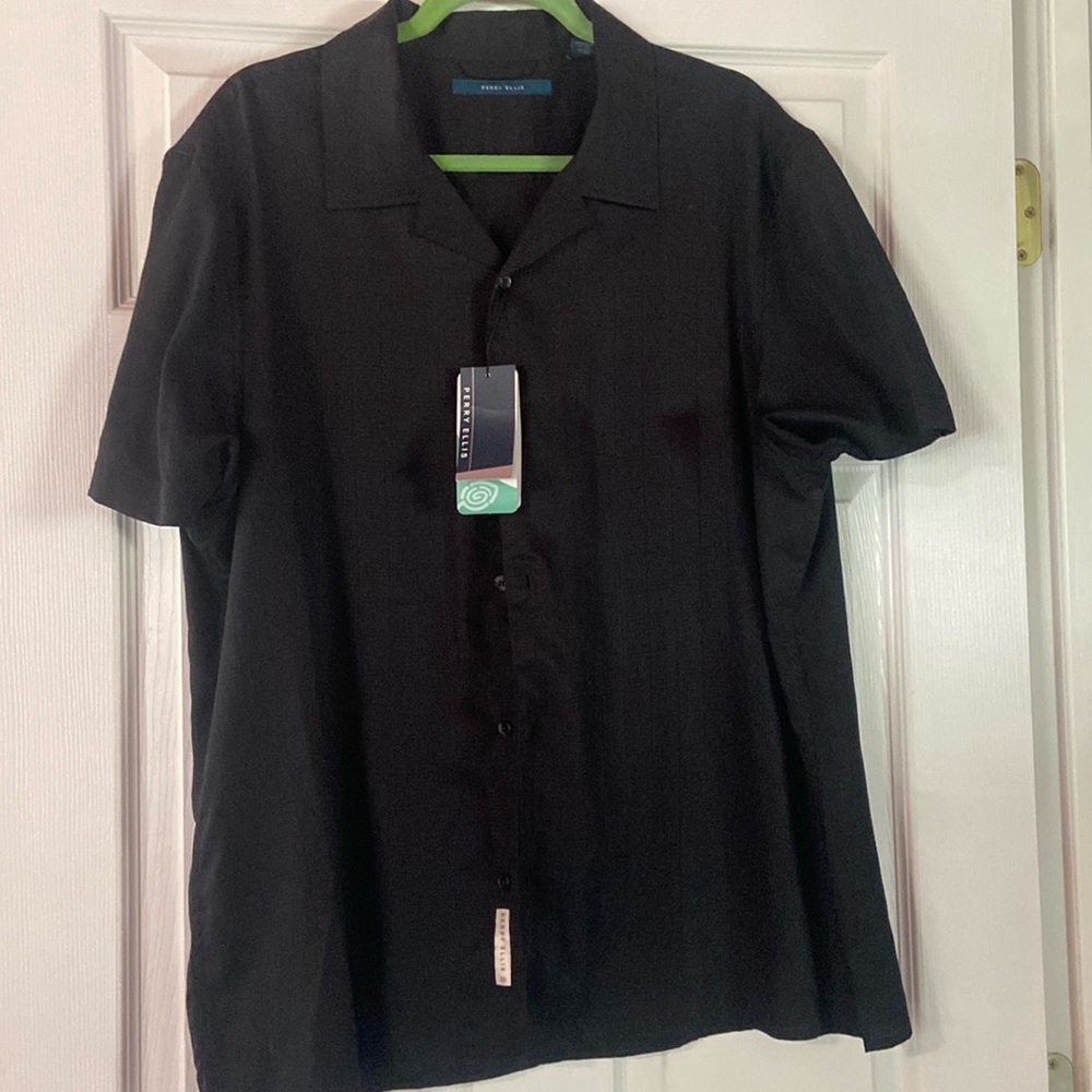 Perry Ellis black button up- new